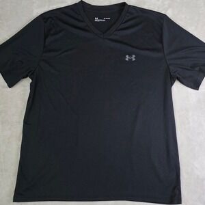 Under Armour Mens XL Black V-Neck Tech Training T-Shirt Loose Fit Activewear